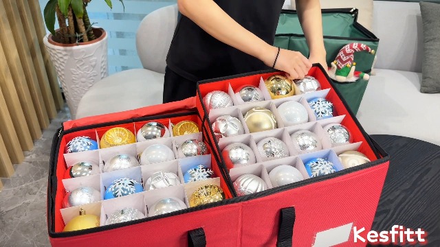 Amazon.com: Kesfitt Christmas Ornament Storage Box with 8 Trays